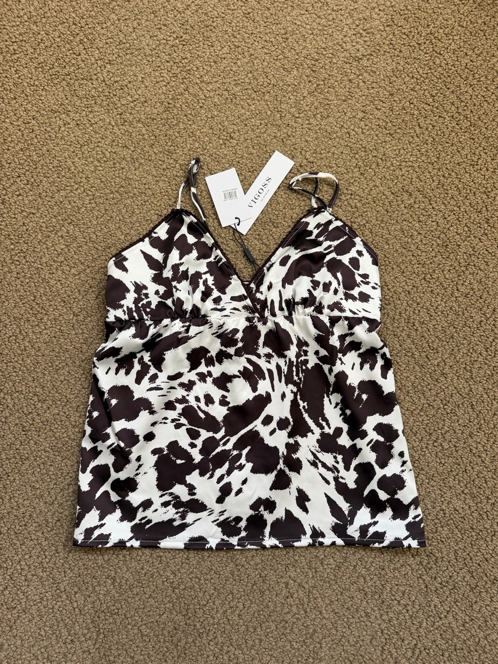 Vigoss Black & White Animal Print Satin Cami